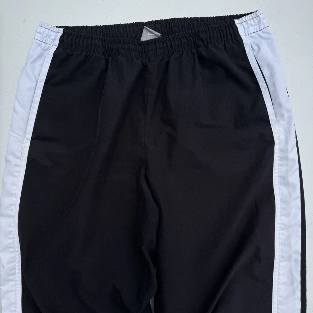 00s Nike Track Pants Striped Poly Sweatpants Size LG 10/12 Black/white Classic